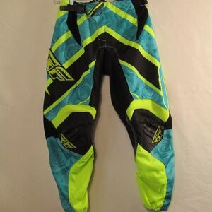 Fly Racing Kinetic Motocross Pants Teal and High-Visibility Yellow/Green